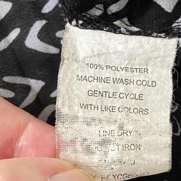 NY Collection Black and White Pattern Short Sleeve Blouse Sheer Size Large - Picture 5 of 10